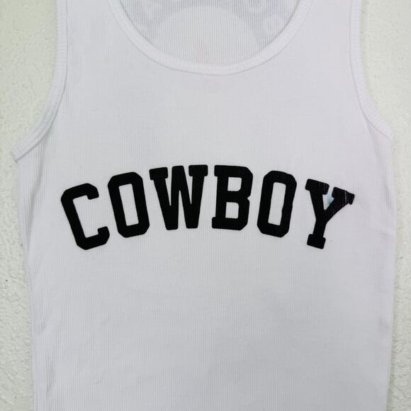 Beyonce Cowboy Carter Tank Top Medium Horseshoe White Ribbed CCT 2025 Tour Merch - Picture 4 of 10